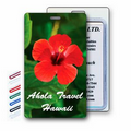 Luggage Tag - 3D Lenticular Red Hibiscus Flower Stock Image (Blank)